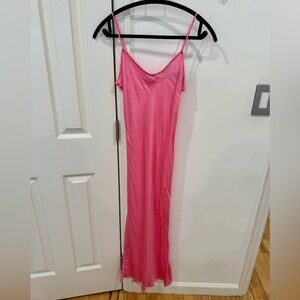 Tan + Lines by Sivan Ayla Pink Silky Aloha slip midi dress